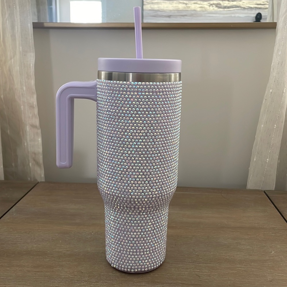 Purple iridescent hydrapeak bling water tumbler